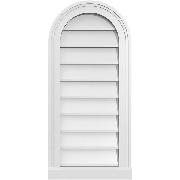 Ekena Millwork Round Top Surface Mount PVC Gable Vent w/ 2"W x 2"P Brickmould Sill Frame, 14"W x 30"H - GVPRT14X3003SN