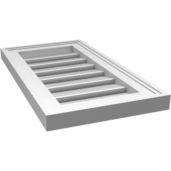Ekena Millwork Vertical Surface Mount PVC Gable Vent: Functional, w/ 2"W x 1-1/2"P Brickmould Frame, 12"W x 22"H - GVPVE12X2202SF