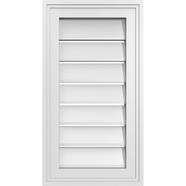 Ekena Millwork Vertical Surface Mount PVC Gable Vent: Functional, w/ 2"W x 1-1/2"P Brickmould Frame, 12"W x 22"H - GVPVE12X2202SF