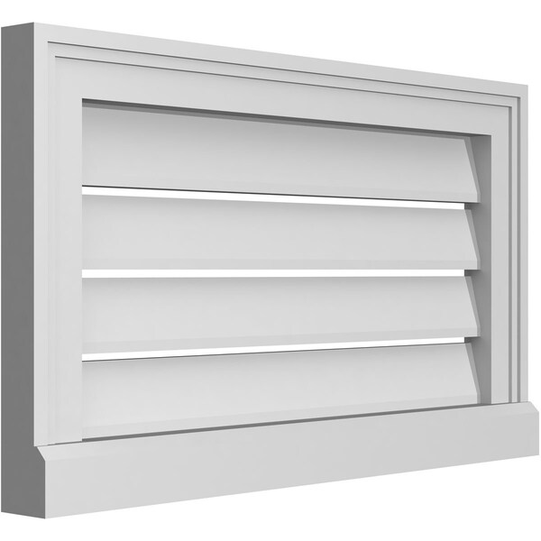 Ekena Millwork Vertical Surface Mount PVC Gable Vent: Functional, w/ 2"W x 2"P Brickmould Sill Frame, 24"W x 14"H - GVPVE24X1403SF