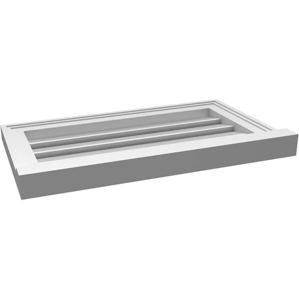Ekena Millwork Vertical Surface Mount PVC Gable Vent: Functional, w/ 2"W x 2"P Brickmould Sill Frame, 24"W x 14"H - GVPVE24X1403SF
