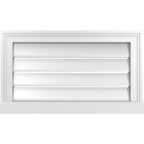 Ekena Millwork Vertical Surface Mount PVC Gable Vent: Functional, w/ 2"W x 2"P Brickmould Sill Frame, 24"W x 14"H - GVPVE24X1403SF