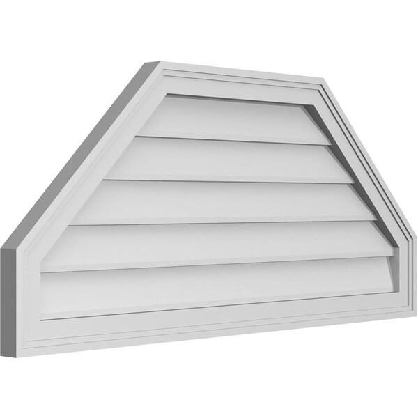 Ekena Millwork Octagonal Top Surface Mount PVC Gable Vent w/ 2"W x 1-1/2"P Brickmould Frame, 40"W x 18"H - GVPOT40X1802SN