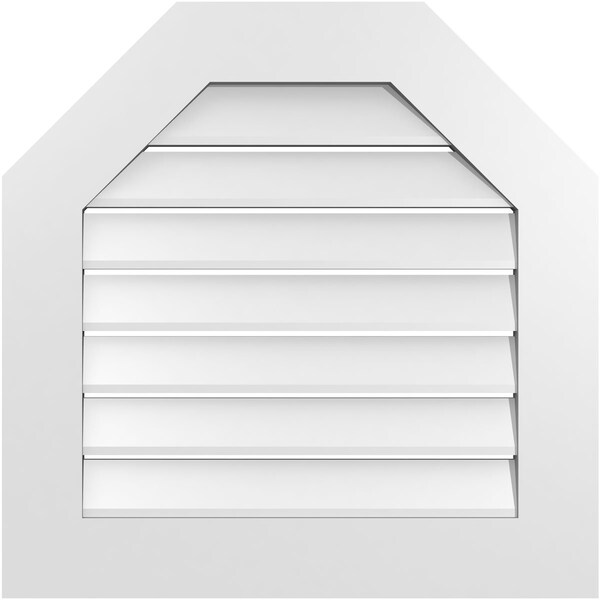 Ekena Millwork Octagonal Top Surface Mount PVC Gable Vent: Functional, w/ 3-1/2"W x 1"P Standard Frame, 26"W x 26"H - GVPOT26X2601SF