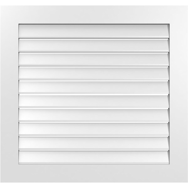 Ekena Millwork Vertical Surface Mount PVC Gable Vent: Functional, w/ 3-1/2"W x 1"P Standard Frame, 36"W x 34"H - GVPVE36X3401SF