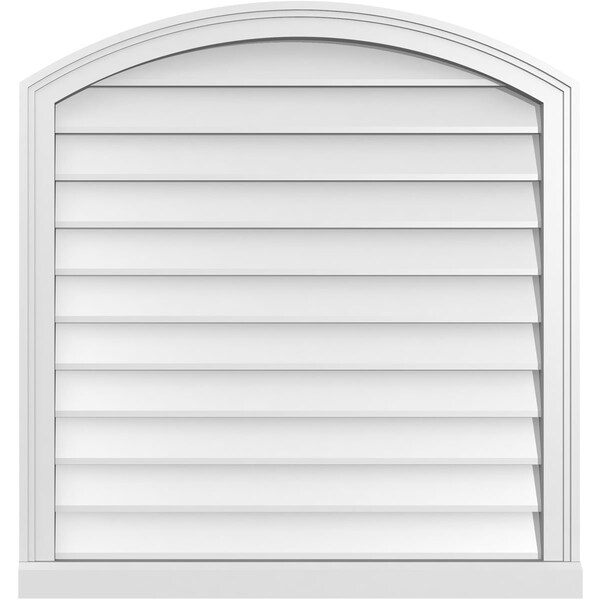 Ekena Millwork Arch Top Surface Mount PVC Gable Vent: Functional, w/ 2"W x 2"P Brickmould Sill Frame, 32"W x 34"H - GVPAR32X3403SF