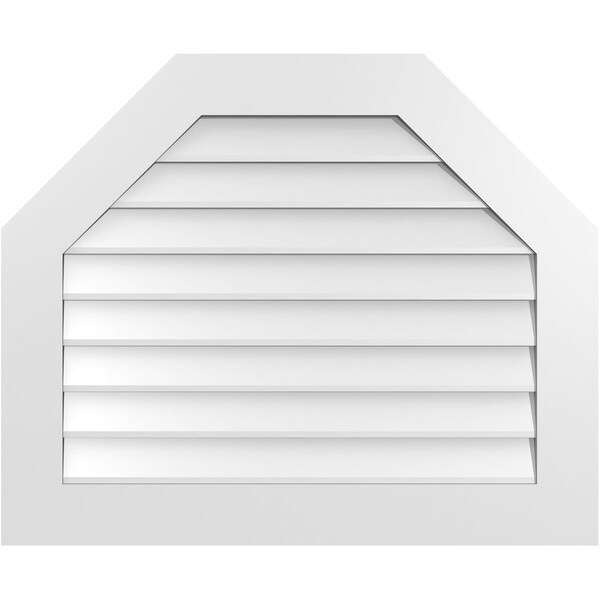 Ekena Millwork Octagonal Top Surface Mount PVC Gable Vent w/ 3-1/2"W x 1"P Standard Frame, 34"W x 28"H - GVPOT34X2801SN