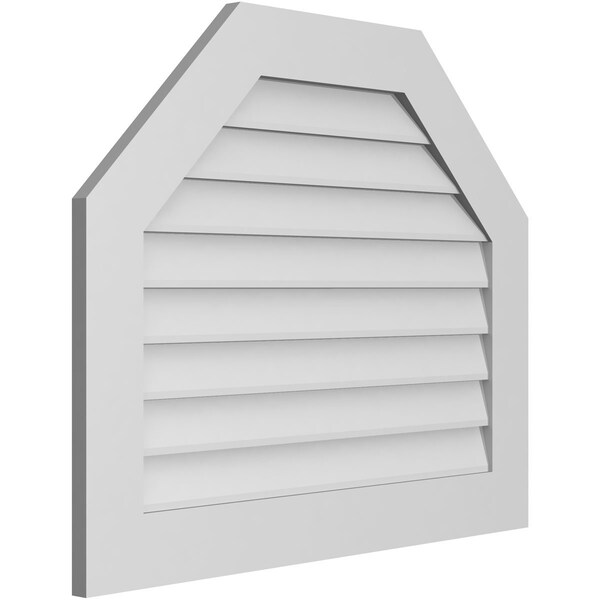 Ekena Millwork Octagonal Top Surface Mount PVC Gable Vent w/ 3-1/2"W x 1"P Standard Frame, 34"W x 28"H - GVPOT34X2801SN