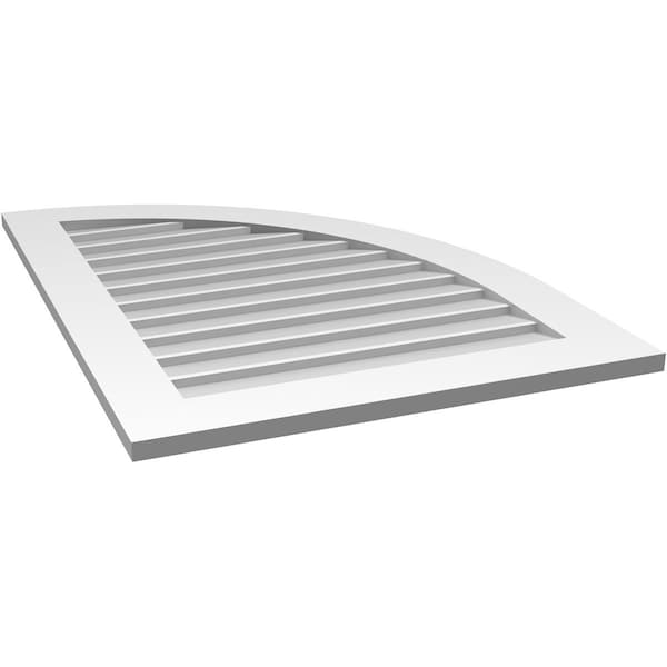 Ekena Millwork Quarter Round Top Right Surface Mount PVC Gable Vent w/ 3-1/2"W x 1"P Standard Frame, 28"W x 38"H - GVPQR28X3801SN
