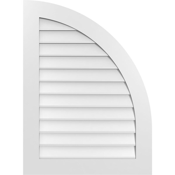 Ekena Millwork Quarter Round Top Right Surface Mount PVC Gable Vent w/ 3-1/2"W x 1"P Standard Frame, 28"W x 38"H - GVPQR28X3801SN