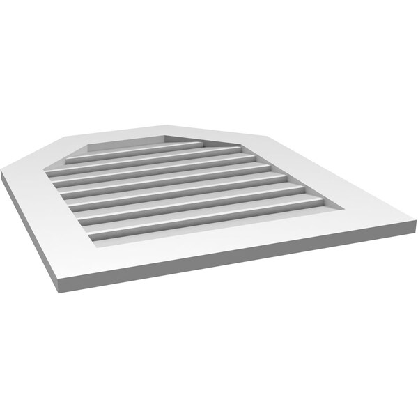 Ekena Millwork Octagonal Top Surface Mount PVC Gable Vent: Functional, w/ 3-1/2"W x 1"P Standard Frame, 26"W x 30"H - GVPOT26X3001SF