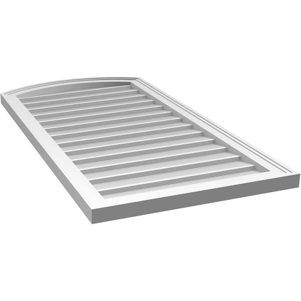 Ekena Millwork Arch Top Surface Mount PVC Gable Vent: Functional, w/ 2"W x 1-1/2"P Brickmould Frame, 22"W x 42"H - GVPAR22X4202SF
