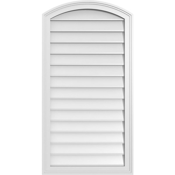 Ekena Millwork Arch Top Surface Mount PVC Gable Vent: Functional, w/ 2"W x 1-1/2"P Brickmould Frame, 22"W x 42"H - GVPAR22X4202SF