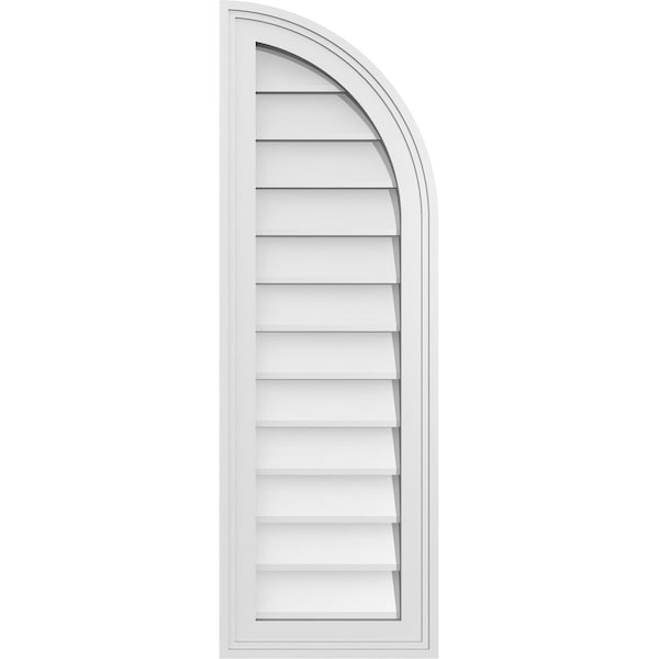 Ekena Millwork Quarter Round Top Right Surface Mount PVC Gable Vent w/ 2"W x 1-1/2"P Brickmould Frame, 12"W x 36"H - GVPQR12X3602SN