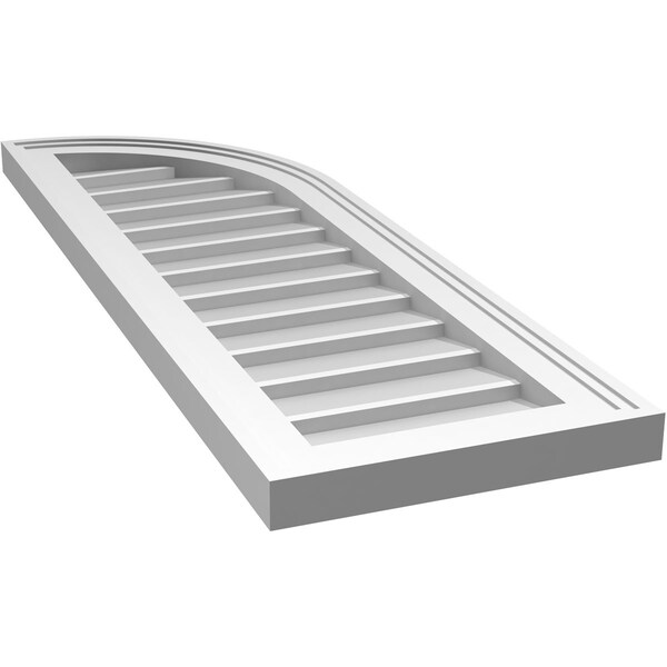 Ekena Millwork Quarter Round Top Right Surface Mount PVC Gable Vent w/ 2"W x 1-1/2"P Brickmould Frame, 12"W x 36"H - GVPQR12X3602SN