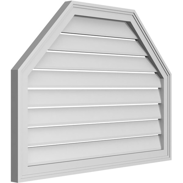 Ekena Millwork Octagonal Top Surface Mount PVC Gable Vent w/ 2"W x 1-1/2"P Brickmould Frame, 36"W x 26"H - GVPOT36X2602SF