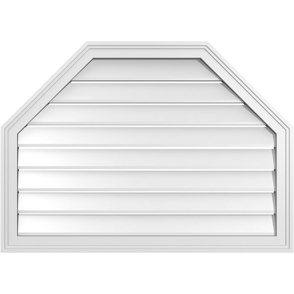 Ekena Millwork Octagonal Top Surface Mount PVC Gable Vent w/ 2"W x 1-1/2"P Brickmould Frame, 36"W x 26"H - GVPOT36X2602SF
