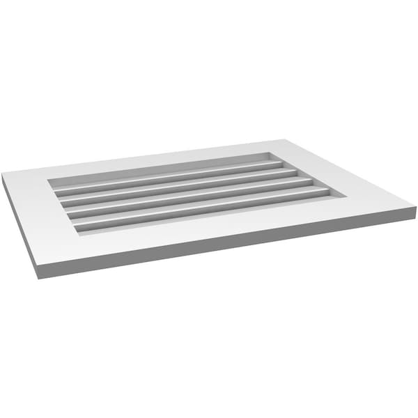Ekena Millwork Vertical Surface Mount PVC Gable Vent: Functional, w/ 3-1/2"W x 1"P Standard Frame, 28"W x 20"H - GVPVE28X2001SF