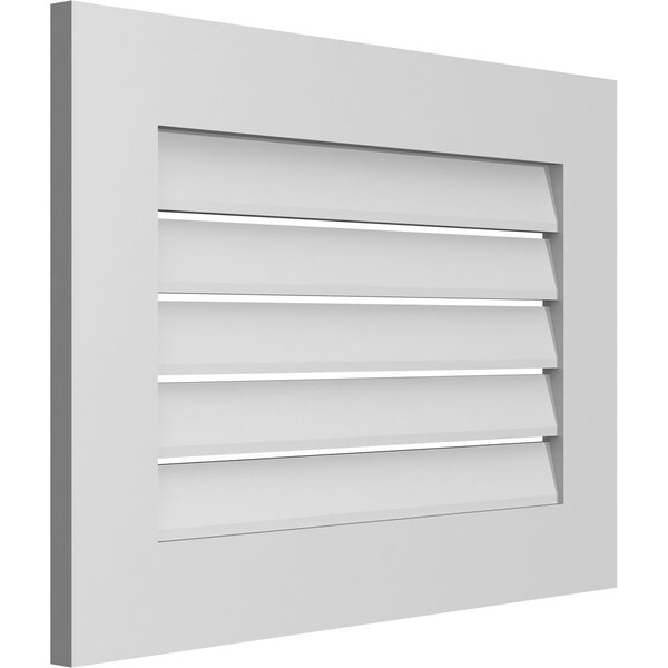 Ekena Millwork Vertical Surface Mount PVC Gable Vent: Functional, w/ 3-1/2"W x 1"P Standard Frame, 28"W x 20"H - GVPVE28X2001SF