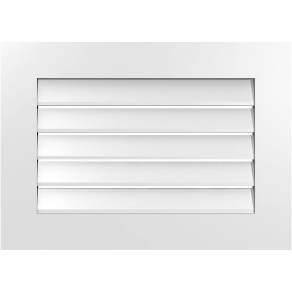 Ekena Millwork Vertical Surface Mount PVC Gable Vent: Functional, w/ 3-1/2"W x 1"P Standard Frame, 28"W x 20"H - GVPVE28X2001SF