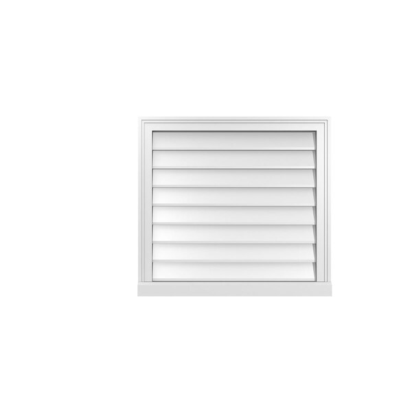 Ekena Millwork Vertical Surface Mount PVC Gable Vent w/ 2"W x 2"H , Brickmould Sill Frame, 28"W x 26"H - GVPVE28X2603SN