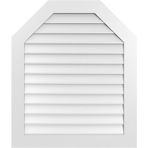 Ekena Millwork Octagonal Top Surface Mount PVC Gable Vent w/ 3-1/2"W x 1"P Standard Frame, 34"W x 40"H - GVPOT34X4001SN
