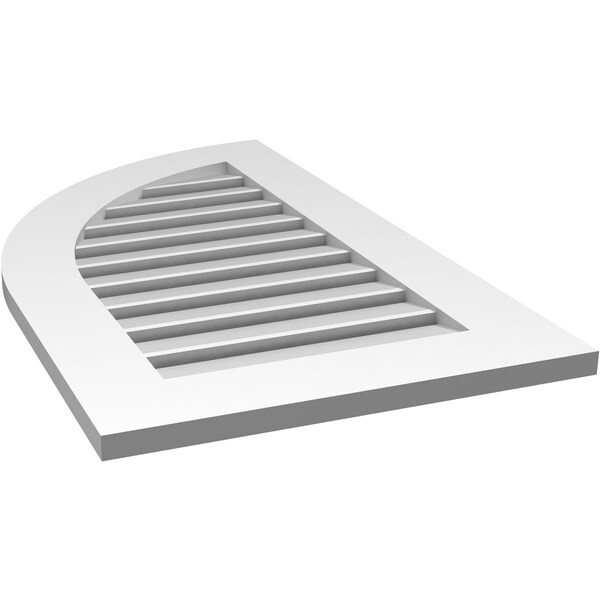 Ekena Millwork Quarter Round Top Left Surface Mount PVC Gable Vent w/ 3-1/2"W x 1"P Standard Frame, 20"W x 34"H - GVPQL20X3401SF
