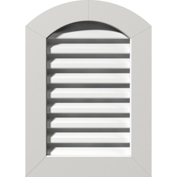Ekena Millwork Arch Top Gable Vent Functional, PVC Gable Vent w/ 1" x 4" Flat Trim Frame, 12"W x 22"H - GVPAR12X2201FUN