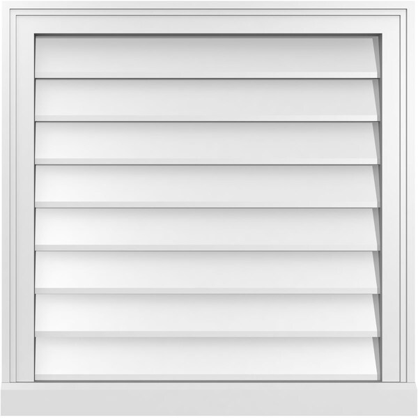 Ekena Millwork Vertical Surface Mount PVC Gable Vent w/ 2"W x 2"H , Brickmould Sill Frame, 26"W x 26"H - GVPVE26X2603SN