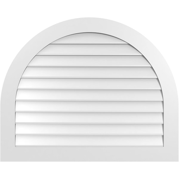 Ekena Millwork Round Top Surface Mount PVC Gable Vent: Non-Functional, w/ 3-1/2"W x 1"P Standard Frame, 42"W x 34"H - GVPRT42X3401SN