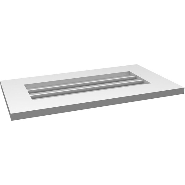 Ekena Millwork Vertical Surface Mount PVC Gable Vent: Functional, w/ 3-1/2"W x 1"P Standard Frame, 26"W x 14"H - GVPVE26X1401SF