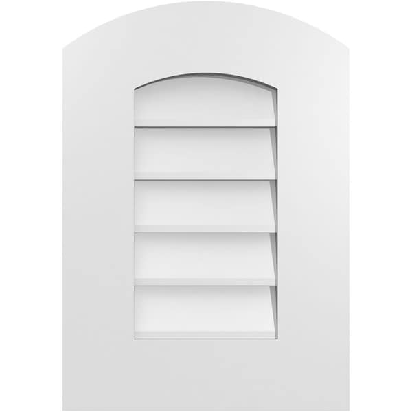 Ekena Millwork Arch Top Surface Mount PVC Gable Vent: Functional, w/ 3-1/2"W x 1"P Standard Frame, 14"W x 20"H - GVPAR14X2001SF