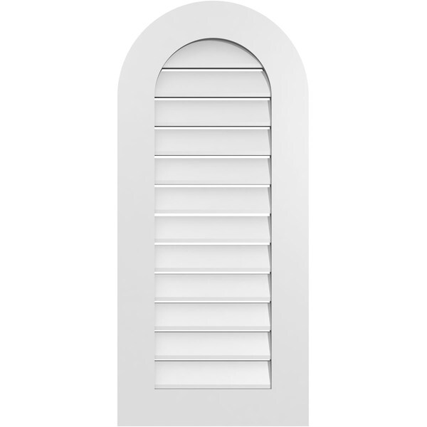 Ekena Millwork Round Top Surface Mount PVC Gable Vent: Functional, w/ 3-1/2"W x 1"P Standard Frame, 18"W x 40"H - GVPRT18X4001SF