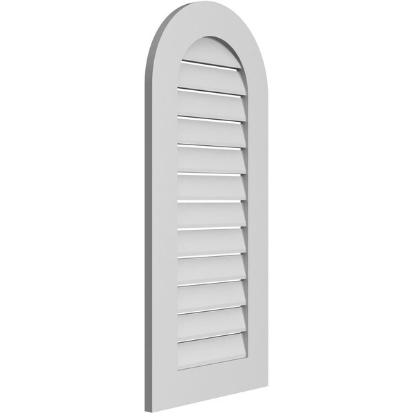 Ekena Millwork Round Top Surface Mount PVC Gable Vent: Functional, w/ 3-1/2"W x 1"P Standard Frame, 18"W x 40"H - GVPRT18X4001SF