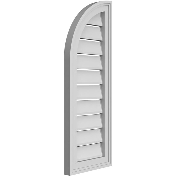 Ekena Millwork Quarter Round Top Left Surface Mount PVC Gable Vent w/ 2"W x 1-1/2"P Brickmould Frame, 12"W x 32"H - GVPQL12X3202SF