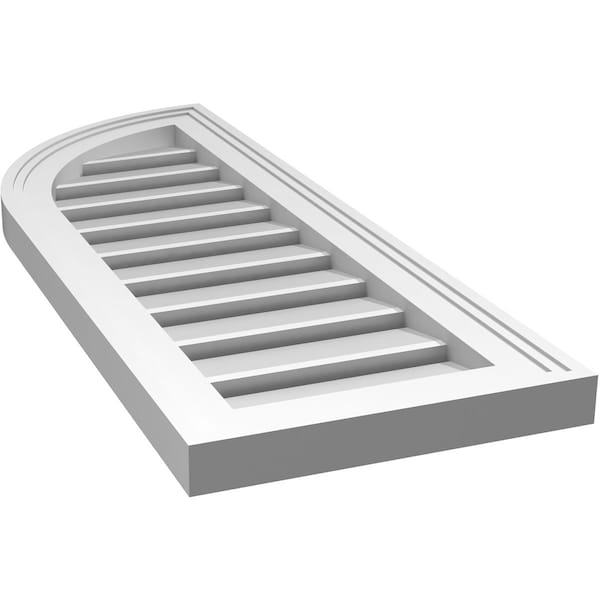 Ekena Millwork Quarter Round Top Left Surface Mount PVC Gable Vent w/ 2"W x 1-1/2"P Brickmould Frame, 12"W x 32"H - GVPQL12X3202SF
