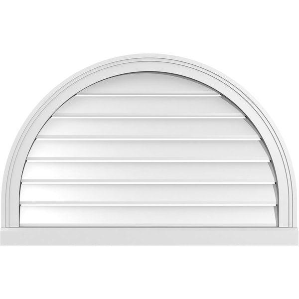 Ekena Millwork Round Top Surface Mount PVC Gable Vent: Functional, w/ 2"W x 2"P Brickmould Sill Frame, 34"W x 22"H - GVPRT34X2203SF