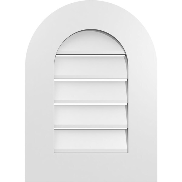 Ekena Millwork Round Top Surface Mount PVC Gable Vent: Functional, w/ 3-1/2"W x 1"P Standard Frame, 16"W x 22"H - GVPRT16X2201SF
