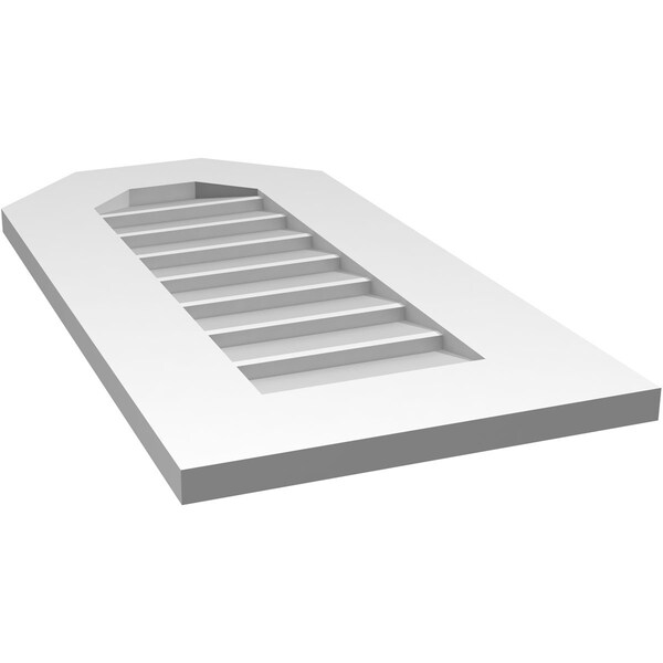 Ekena Millwork Octagonal Top Surface Mount PVC Gable Vent w/ 3-1/2"W x 1"P Standard Frame, 14"W x 28"H - GVPOT14X2801SN