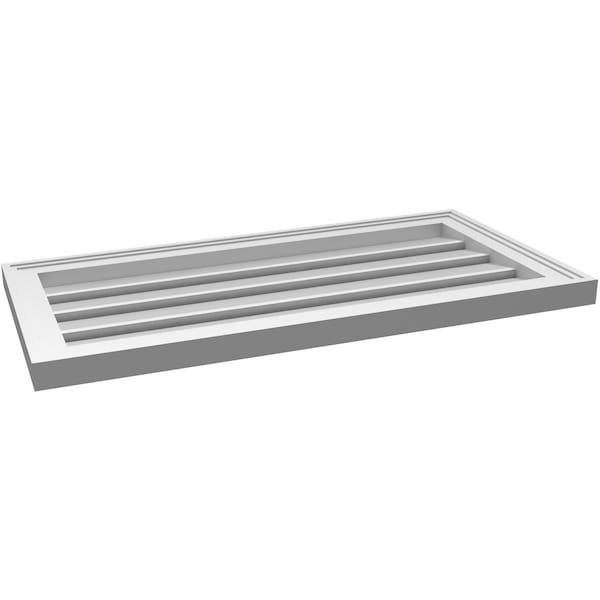 Ekena Millwork Vertical Surface Mount PVC Gable Vent: Functional, w/ 2"W x 1-1/2"P Brickmould Frame, 32"W x 16"H - GVPVE32X1602SF