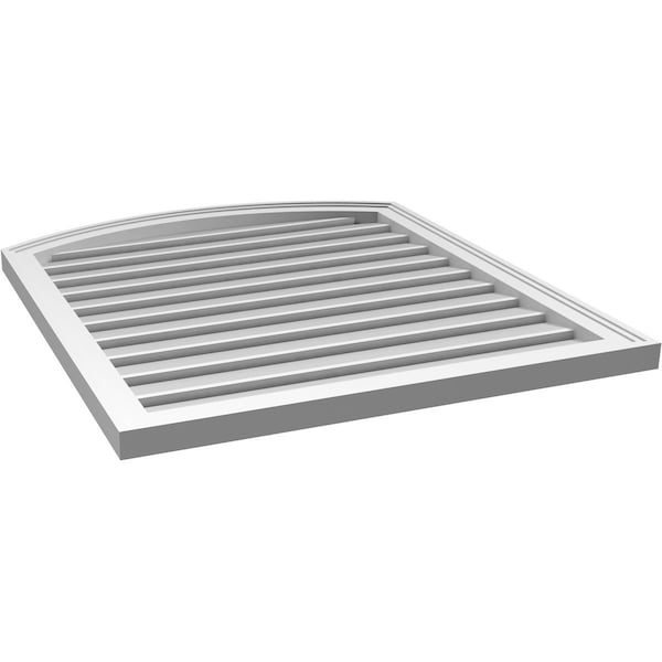 Ekena Millwork Arch Top Surface Mount PVC Gable Vent: Non-Functional, w/2"W x 1-1/2"P Brickmould Frame, 30"W x 32"H - GVPAR30X3202SN
