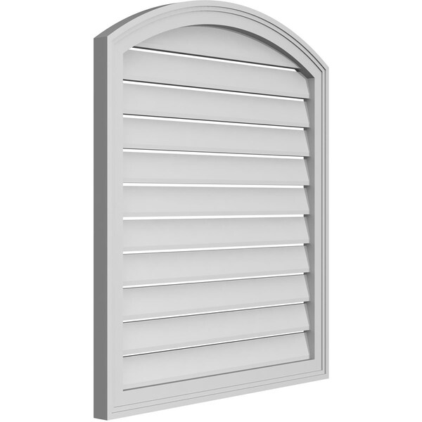 Ekena Millwork Arch Top Surface Mount PVC Gable Vent: Non-Functional, w/2"W x 1-1/2"P Brickmould Frame, 30"W x 32"H - GVPAR30X3202SN