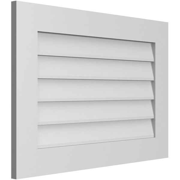 Ekena Millwork Vertical Surface Mount PVC Gable Vent: Non-Functional, w/3-1/2"W x 1"H, Standard Frame, 32"W x 22"H - GVPVE32X2201SN