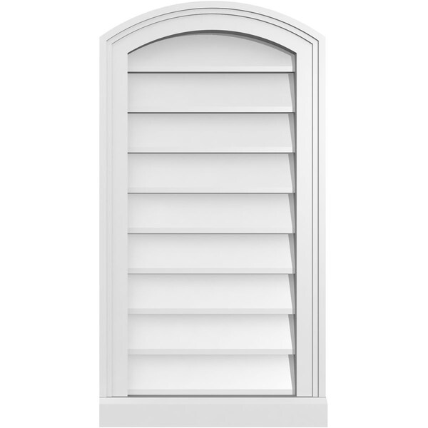 Ekena Millwork Arch Top Surface Mount PVC Gable Vent: Functional, w/ 2"W x 2"P Brickmould Sill Frame, 16"W x 30"H - GVPAR16X3003SF