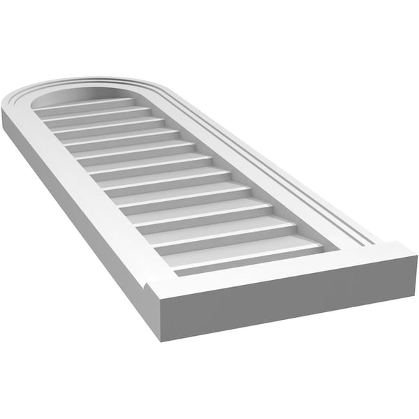 Ekena Millwork Round Top Surface Mount PVC Gable Vent w/ 2"W x 2"P Brickmould Sill Frame, 12"W x 36"H - GVPRT12X3603SN