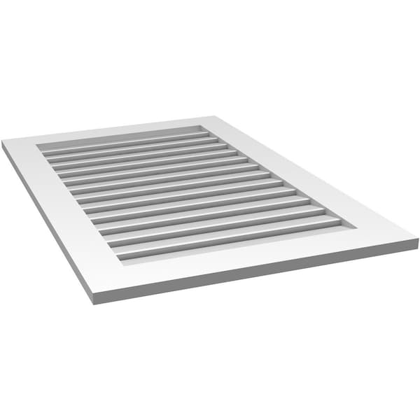 Ekena Millwork Vertical Surface Mount PVC Gable Vent: Functional, w/ 3-1/2"W x 1"P Standard Frame, 28"W x 42"H - GVPVE28X4201SF