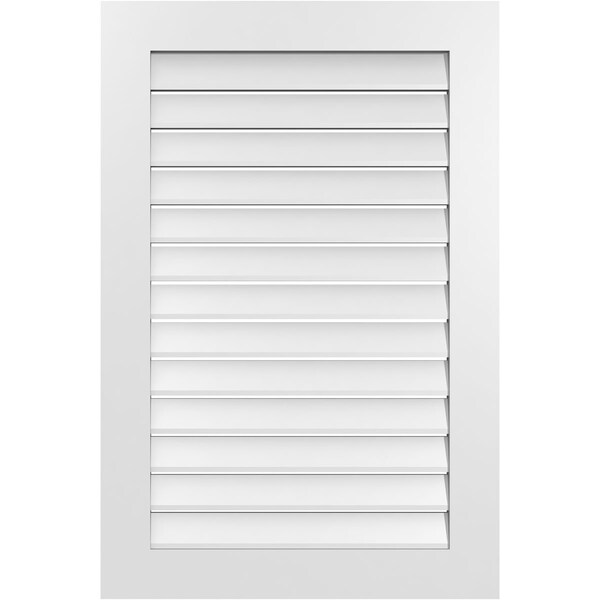 Ekena Millwork Vertical Surface Mount PVC Gable Vent: Functional, w/ 3-1/2"W x 1"P Standard Frame, 28"W x 42"H - GVPVE28X4201SF