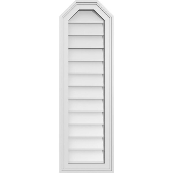 Ekena Millwork Octagonal Top Surface Mount PVC Gable Vent w/ 2"W x 1-1/2"P Brickmould Frame, 12"W x 38"H - GVPOT12X3802SN