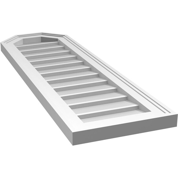 Ekena Millwork Octagonal Top Surface Mount PVC Gable Vent w/ 2"W x 1-1/2"P Brickmould Frame, 12"W x 38"H - GVPOT12X3802SN