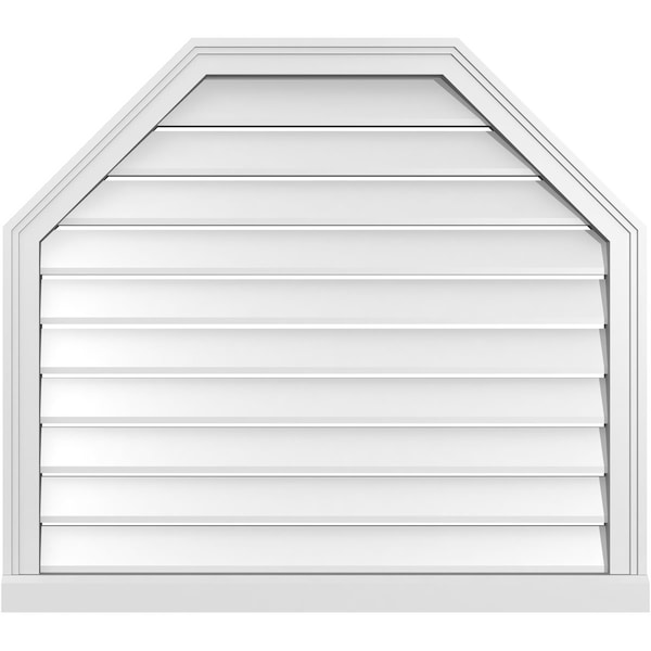 Ekena Millwork Octagonal Top Surface Mount PVC Gable Vent w/ 2"W x 2"P Brickmould Sill Frame, 36"W x 32"H - GVPOT36X3203SF